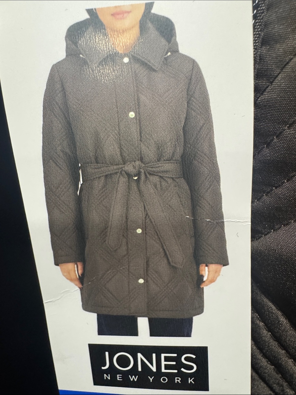 Jones New York Quilted Hooded Puffer Coat in Dark Brown